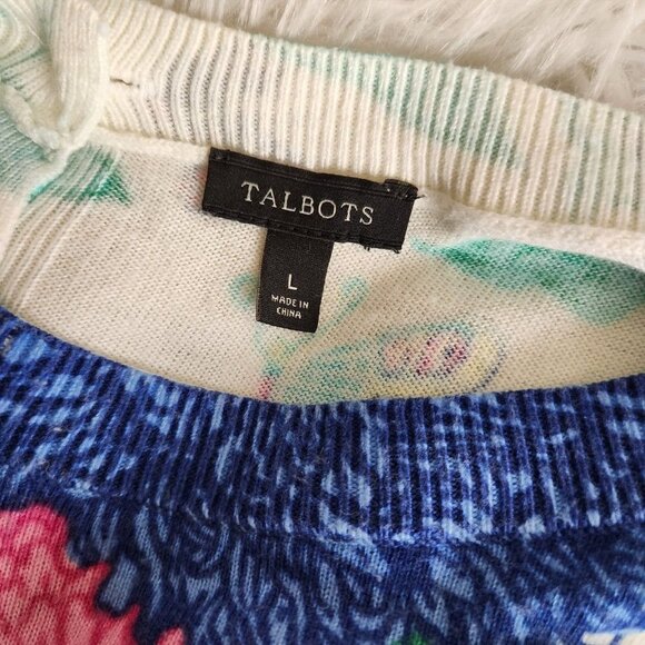Talbots Womens Blouse Size Large Multicolor Floral Long Sleeve Pullover Top - Picture 8 of 13